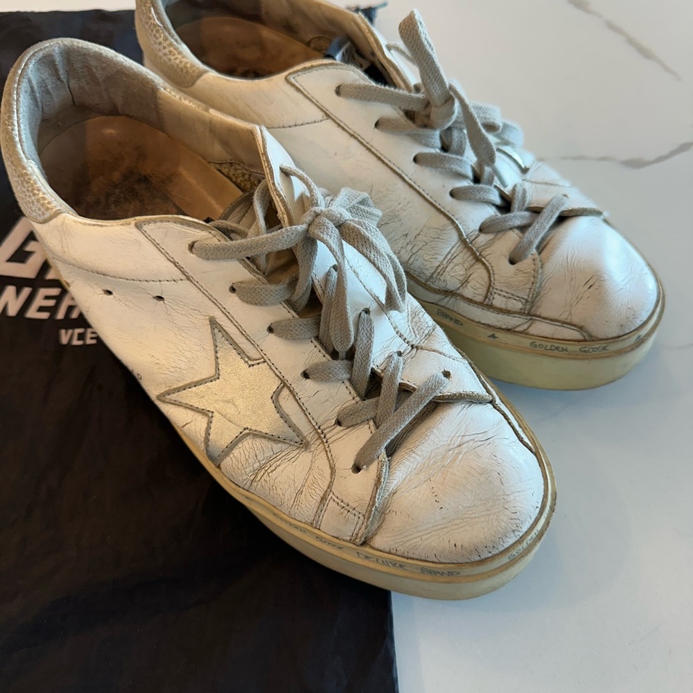 Golden Goose Platform White with Silver Star
